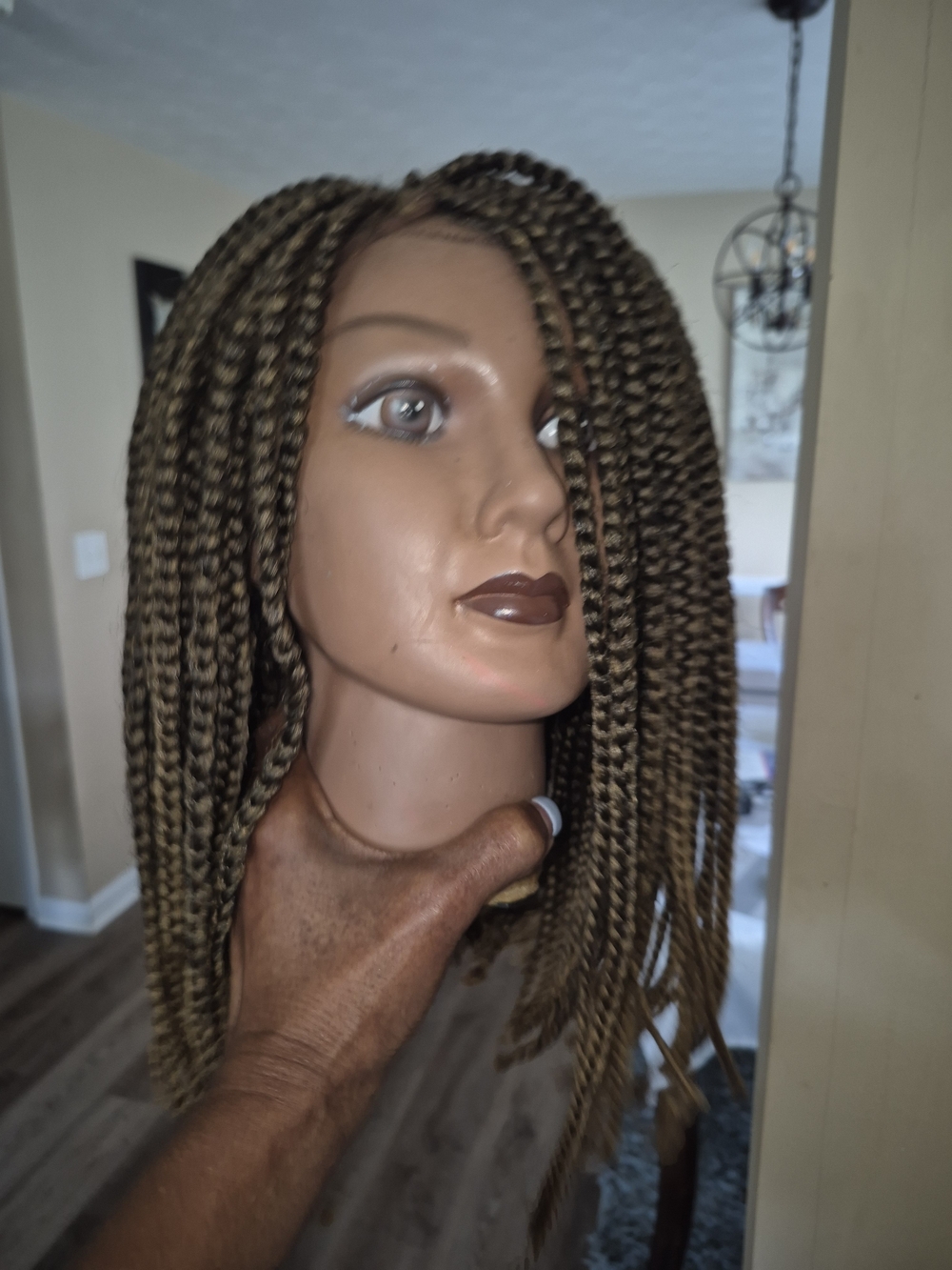Braided Lace Front Wig - Light Brown Box Braids